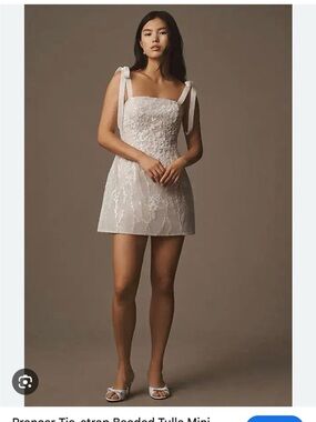Watters Blush Strapless Beaded Mini Dress